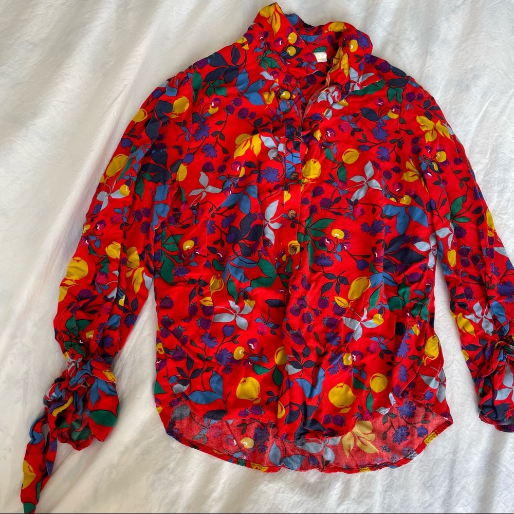Floral print collared Anthropologie shirt